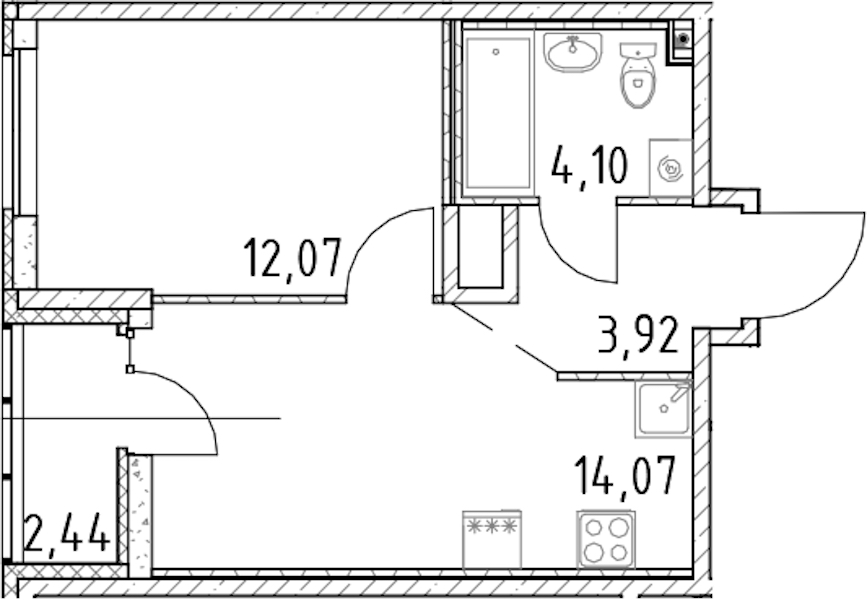 1-комнатная квартира 34.16 м², 11/23 эт., ЖК «Город Первых»